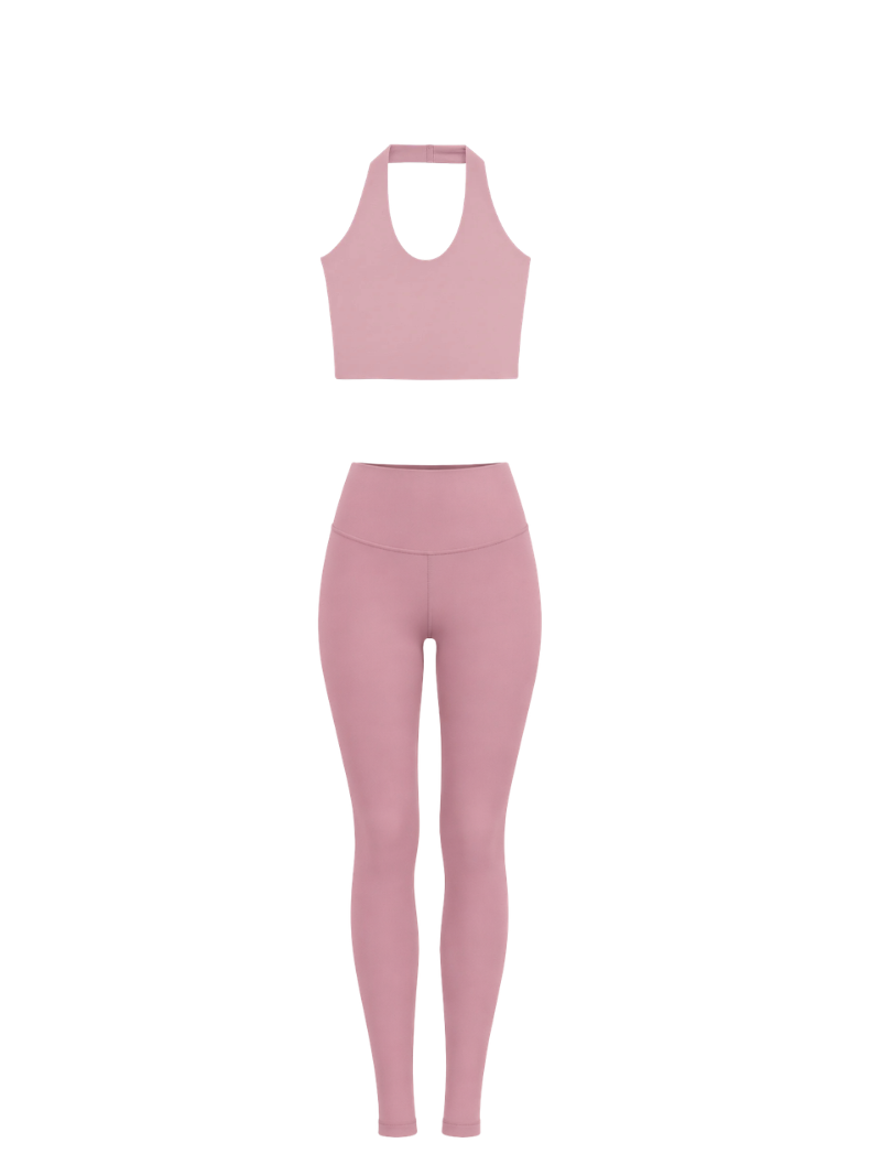 Różowy komplet Top Ultimate & Legginsy Shape, Rose Aura