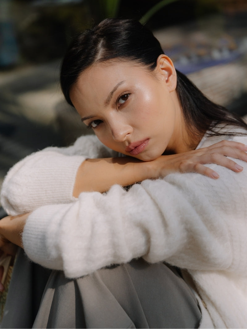 Ultra miękki sweter Yasumi z wełną jagnięcą, Vanilla Cloud