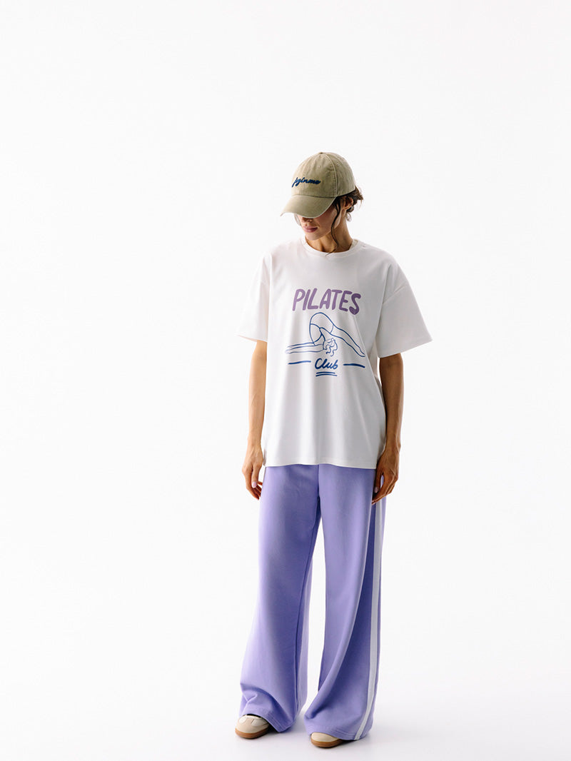 Fioletowe bawełniane spodnie z lampasem