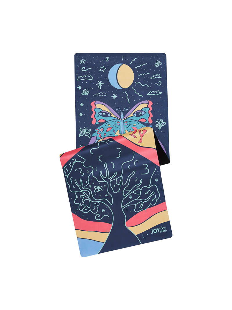 Kolorowa, antypoślizgowa kauczukowa mata do ćwiczeń jogi 3 mm z magicznym wzorem - widok na wzór