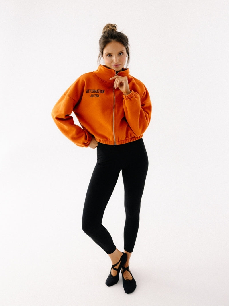 Pomarańczowa rozpinana bawełniana bluza