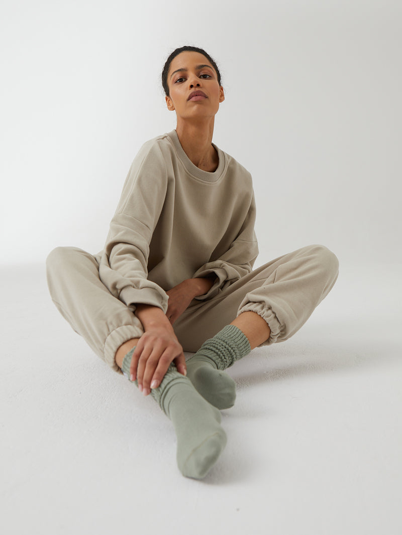 Bawełniane damskie skarpetki do jogi i na co dzień w kolorze szałwii