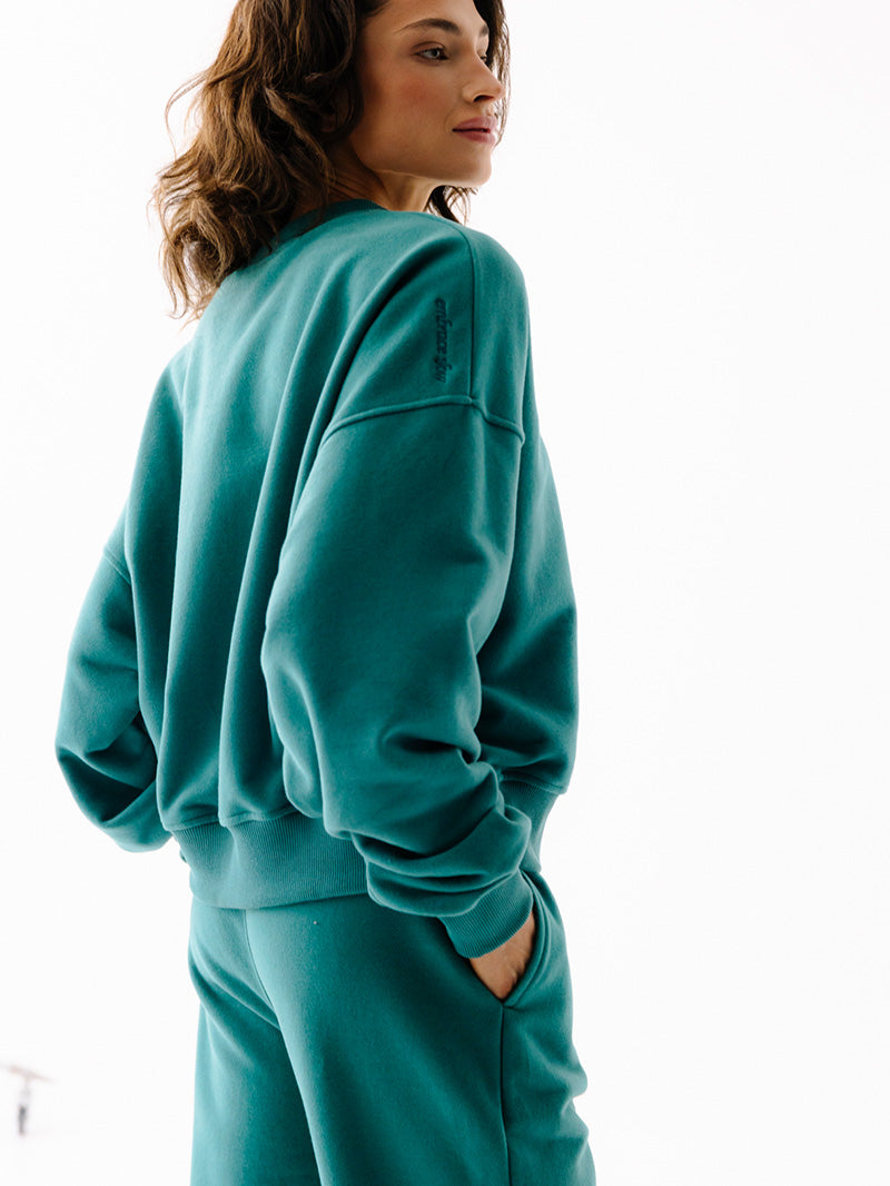 Zielona bawełniana damska bluza oversize - pullover