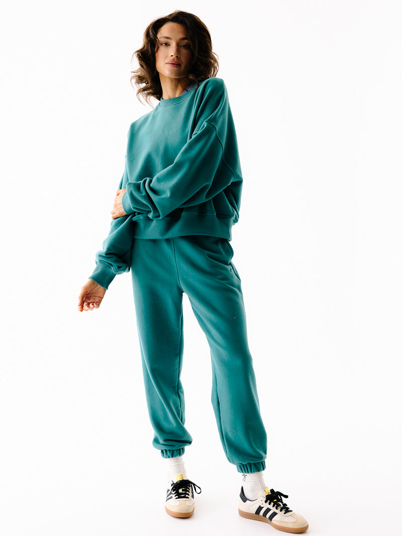 Zielony bawełniany damski pullover oversize