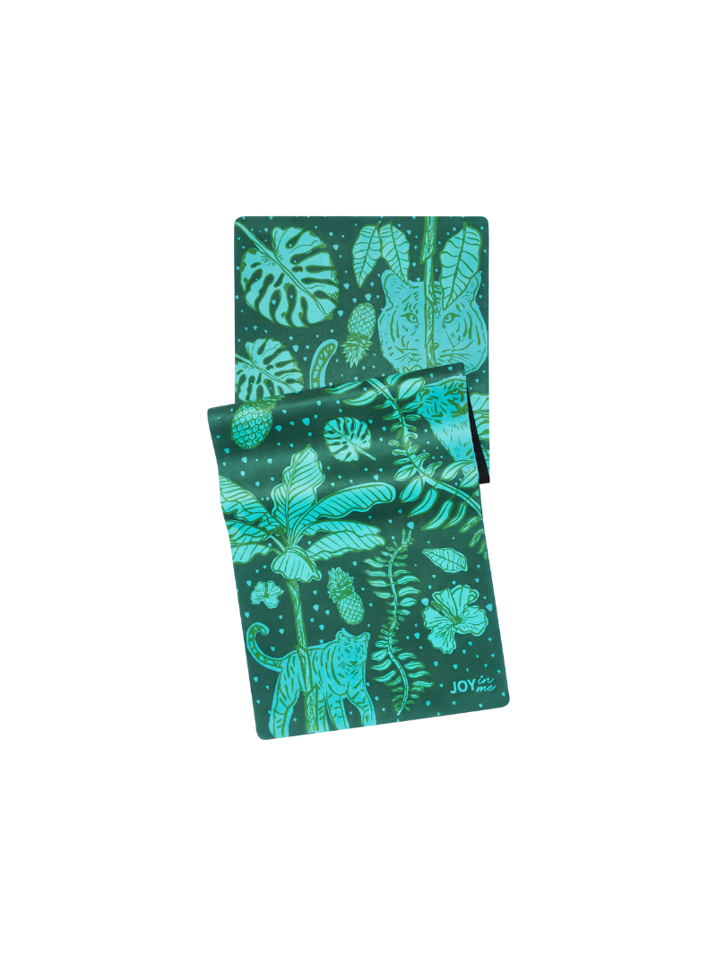 Zielona, antypoślizgowa kauczukowa mata do ćwiczeń jogi 3 mm z tropikalnym wzorem - zielone kolory printu