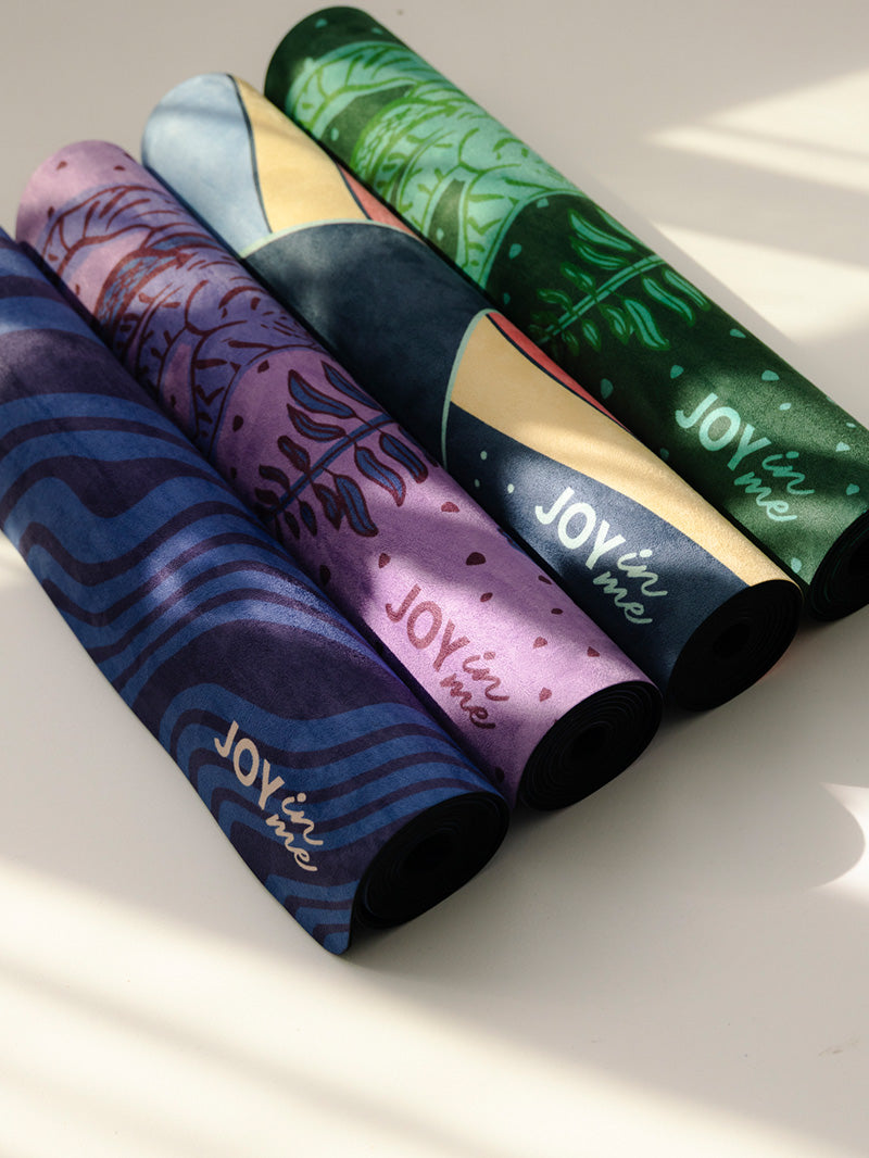 Zielona, składana mata do ćwiczeń jogi z kauczuku 1 mm z tropikalnym wzorem - set kolorowych mat do jogi JOYINME