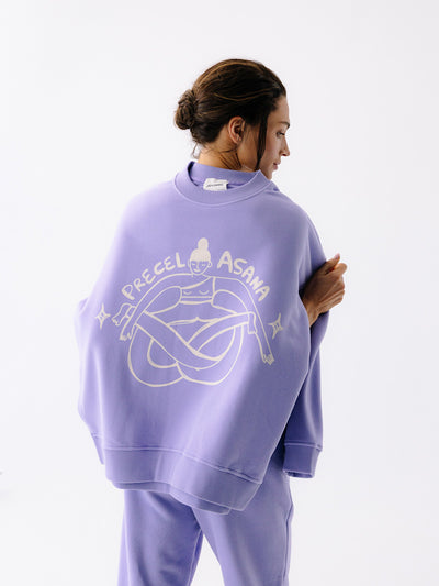 Fioletowa, luźna bawełniana bluza oversize KIND z nadrukiem